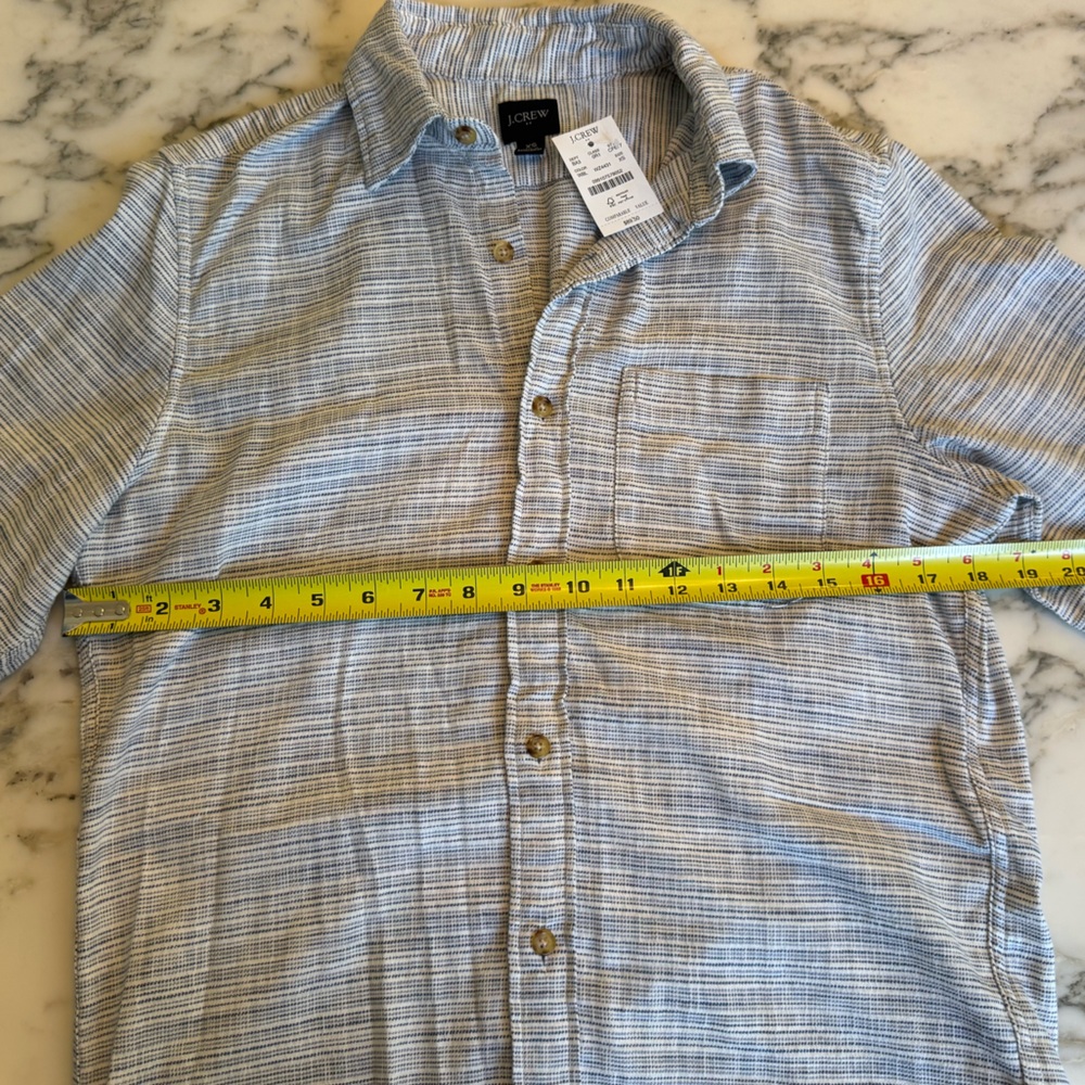 NWT J Crew Slub Dobby Striped Button Up Shirt Size XS Long Sleeve White Blue - Picture 7 of 8